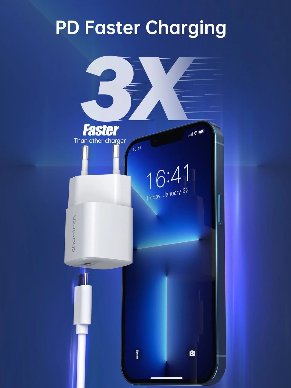 Choetech GaN PD 30W Οικιακός Φορτιστής Γρήγορης Φόρτισης με Θύρα Type - C - White - PD5007