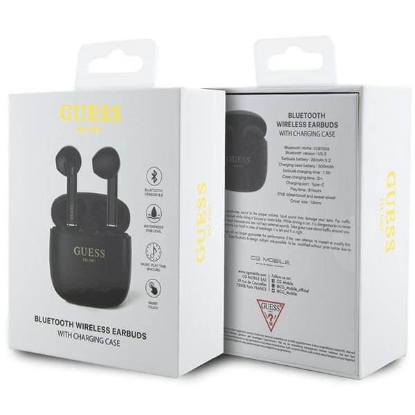 Guess TWS Classic EST Logo - Bluetooth 5.3 - Ασύρματα ακουστικά για Κλήσεις / Μουσική - Black