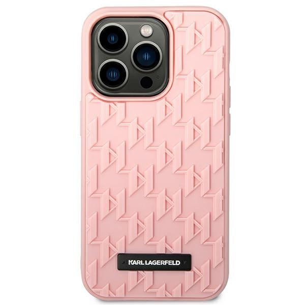 Karl Lagerfeld iPhone 14 Pro Max - 3D Monogram Σκληρή Θήκη με Πλαίσιο Σιλικόνης - Pink - KLHCP14XRUPKLPP