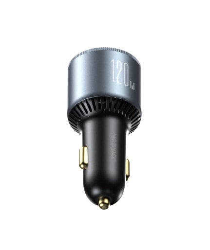 Joyroom JR - CCN07 120W Φορτιστής Αυτοκινήτου Γρήγορης Φόρτισης με 1 Θύρα USB και 2 Θύρες Type - C και Καλώδιο Type - C to Type - C 100W - Dark Grey
