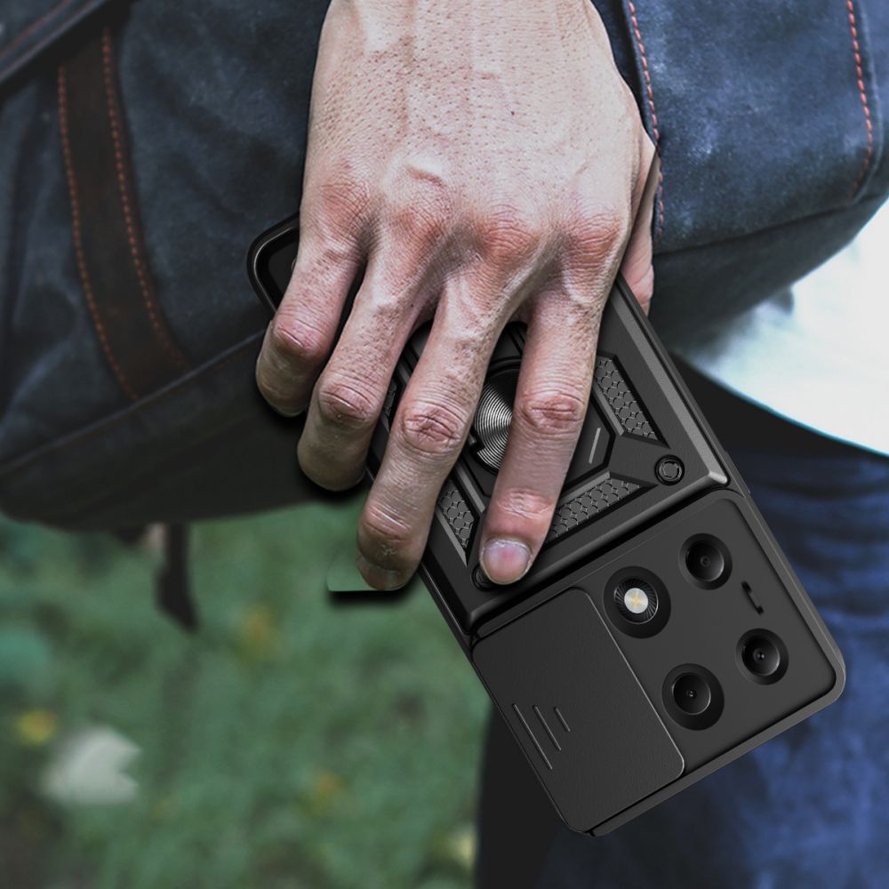 Tech - Protect Xiaomi Redmi Note 13 Pro 4G / Poco M6 Pro 4G Camshield Pro Σκληρή Θήκη με Πλαίσιο Σιλικόνης και Δαχτυλίδι Συγκράτησης - Black
