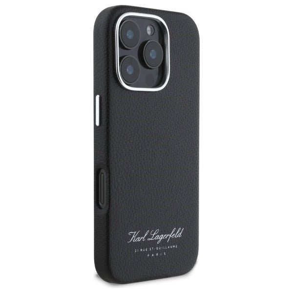 Karl Lagerfeld iPhone 16 Pro - FW Hotel RSG Σκληρή Θήκη με Επένδυση Συνθετικού Δέρματος - Black - KLHCP16LPGWCMKHK