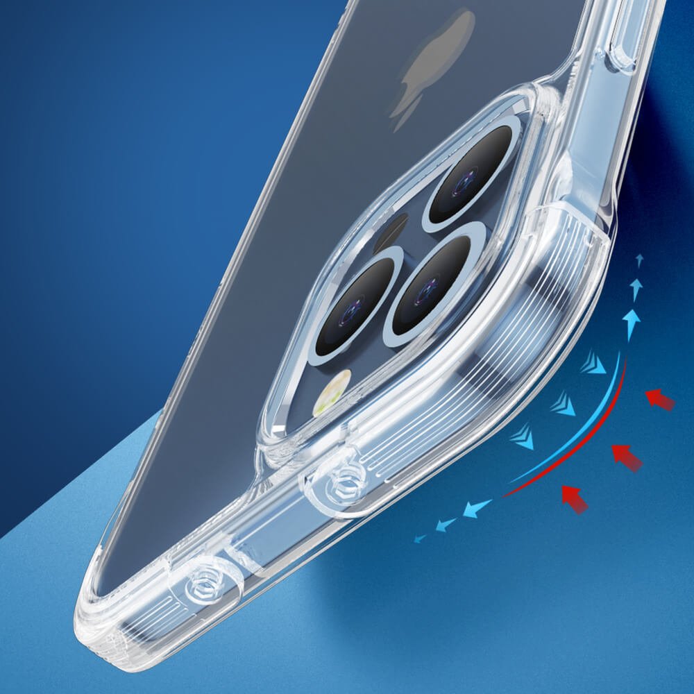 Joyroom iPhone 13 Pro Max Defender Series Σκληρή Θήκη με Πλαίσιο Σιλικόνης και Ενσωματωμένα Άγκιστρα Στήριξης - Διάφανη