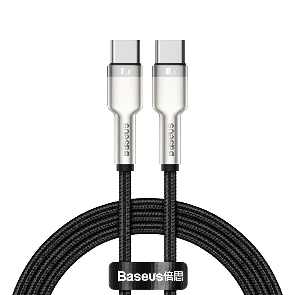 Baseus Cafule Series Metal Cable Type - C 5A PD 100W - Καλώδιο Γρήγορης Φόρτισης Type - C to Type - C 1M - Black - CATJK - C01