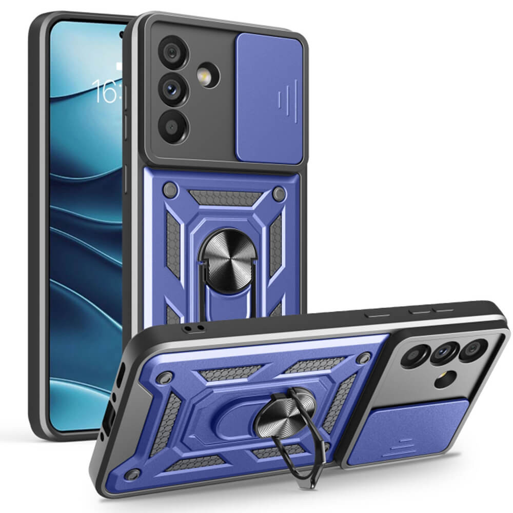 Techsuit Samsung Galaxy A56 5G - CamShield - Σκληρή Θήκη με Προστασία Καμερών και Δαχτυλίδι Συγκράτησης - Blue