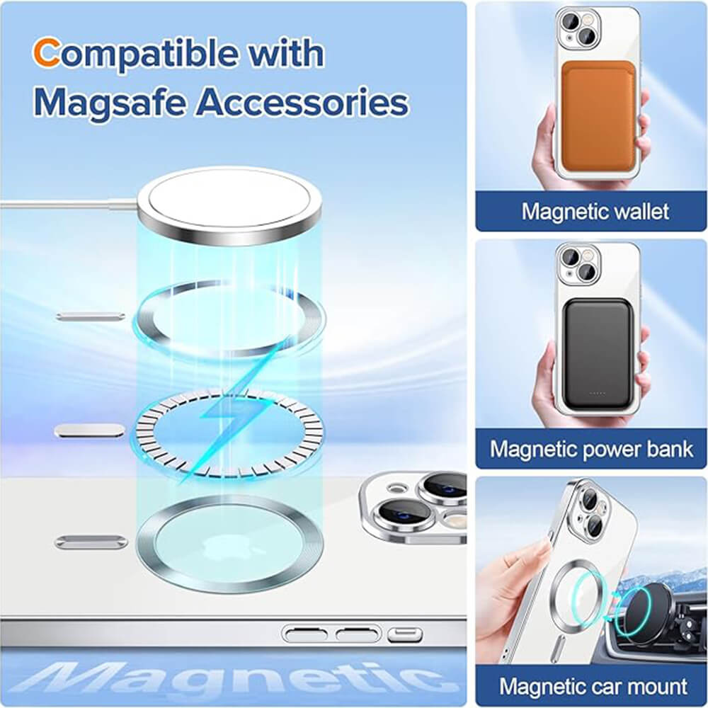 Techsuit iPhone 15 - Luxury Crystal MagSafe - Θήκη Σιλικόνης - Silver