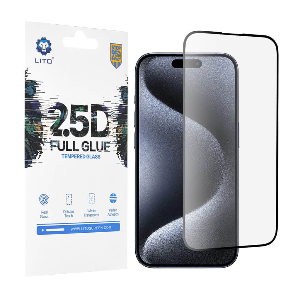 Lito iPhone 15 Pro 2.5D 9H Full Screen Αντιχαρακτικό Γυαλί Οθόνης - Black