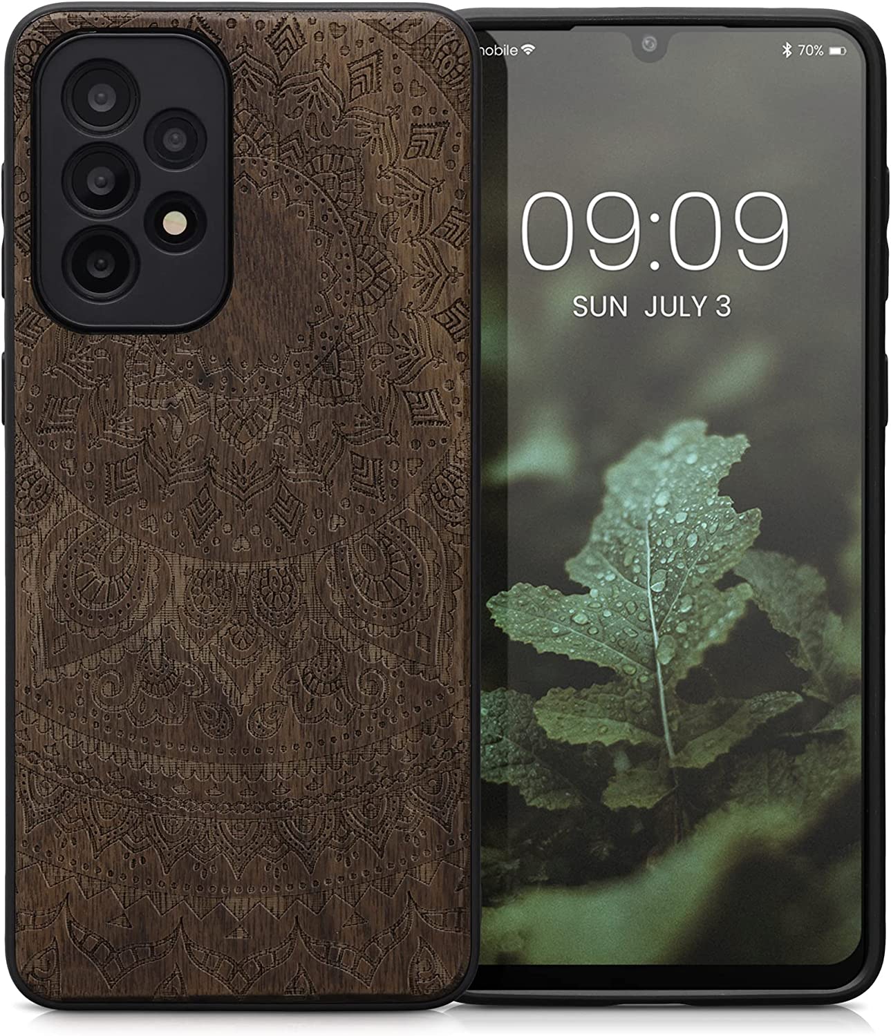 KW Samsung Galaxy A33 5G Θήκη από Φυσικό Ξύλο - Design Indian Sun - Dark Brown - 58316.03