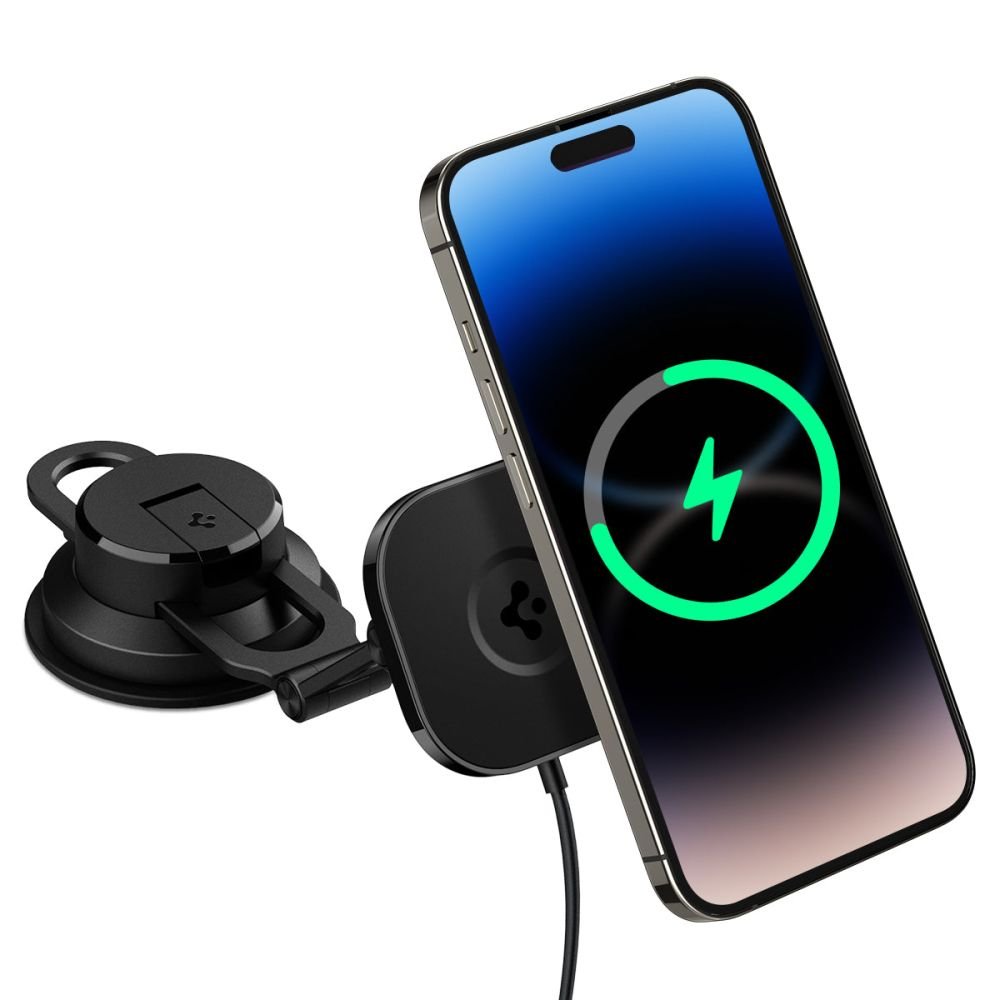Spigen ITS35W - 3 OneTap Pro 3 Magnetic MagSafe Charger Βάση Αυτοκινήτου Ταμπλό με Ασύρματη Φόρτιση 10W - Black
