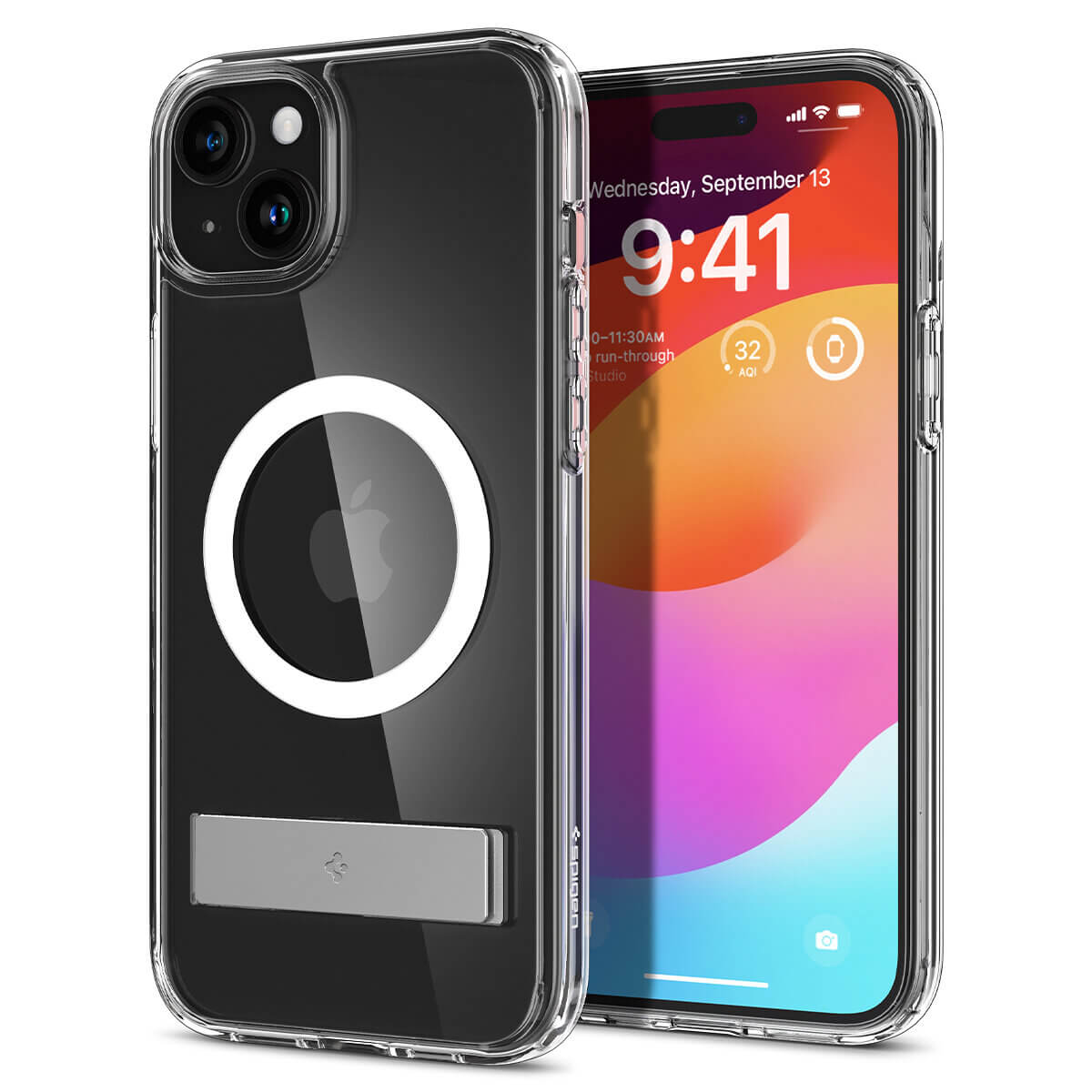 Spigen iPhone 15 Ultra Hybrid S MagSafe Σκληρή Θήκη με Πλαίσιο Σιλικόνης και Stand - Crystal Clear
