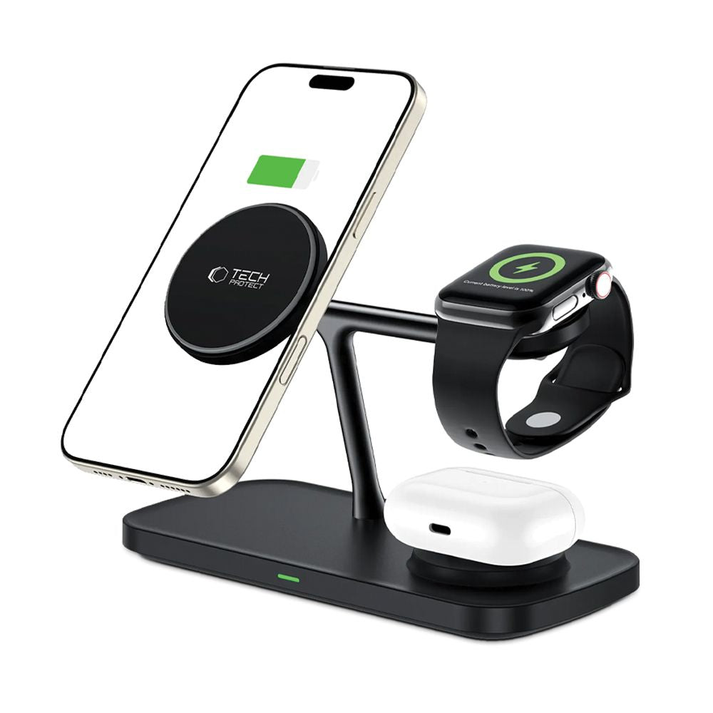 Tech - Protect QI15W - A45 3in1 Ασύρματος Μαγνητικός Φορτιστής MagSafe - Black