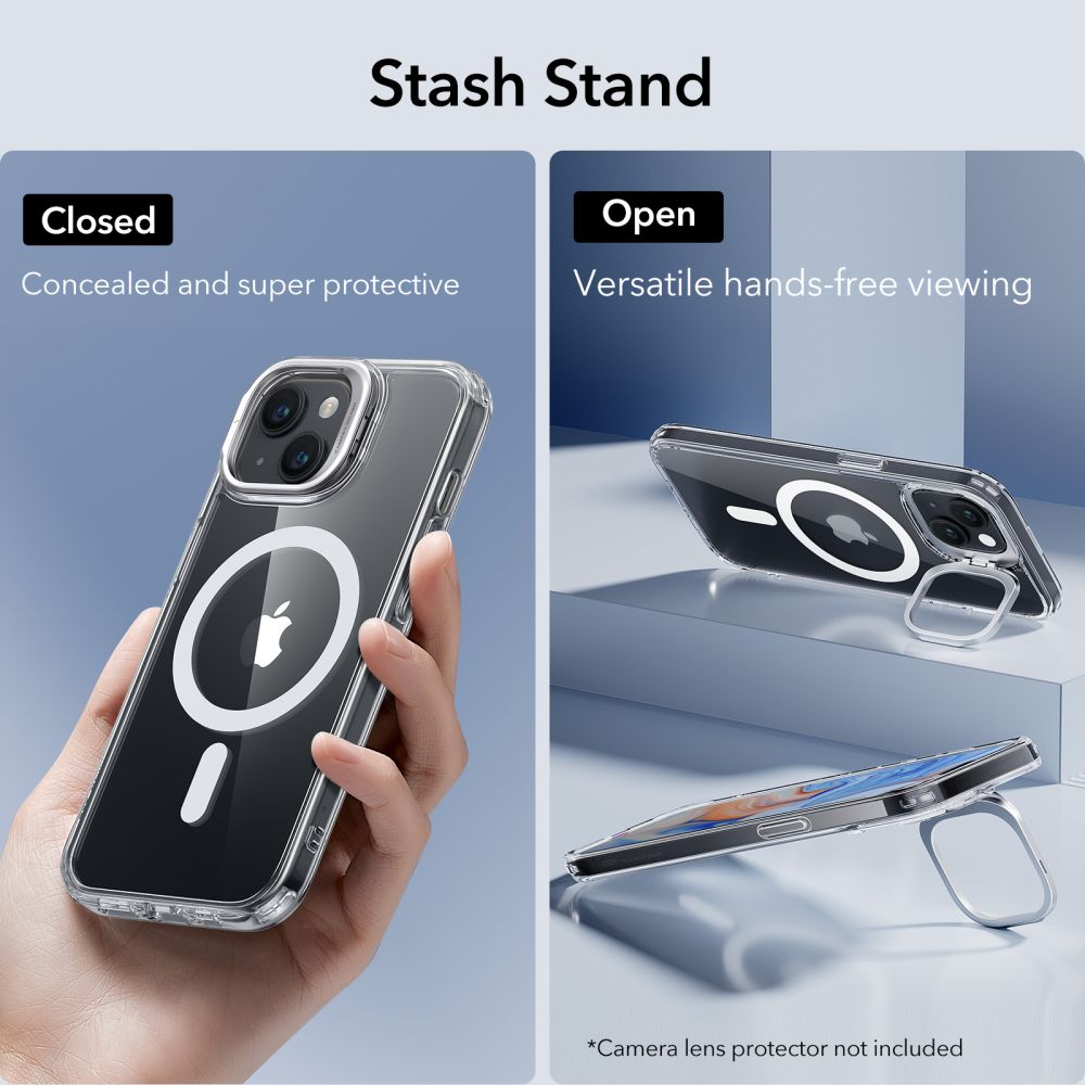 ESR iPhone 15 Classic Kickstand Halolock MagSafe Σκληρή Θήκη με Πλαίσιο Σιλικόνης και Stand - Διάφανη