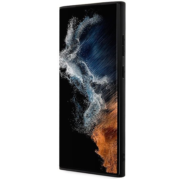 BMW Samsung Galaxy S23 Ultra Leather Stamp Tricolor Σκληρή Θήκη με Πλαίσιο Σιλικόνης - Black