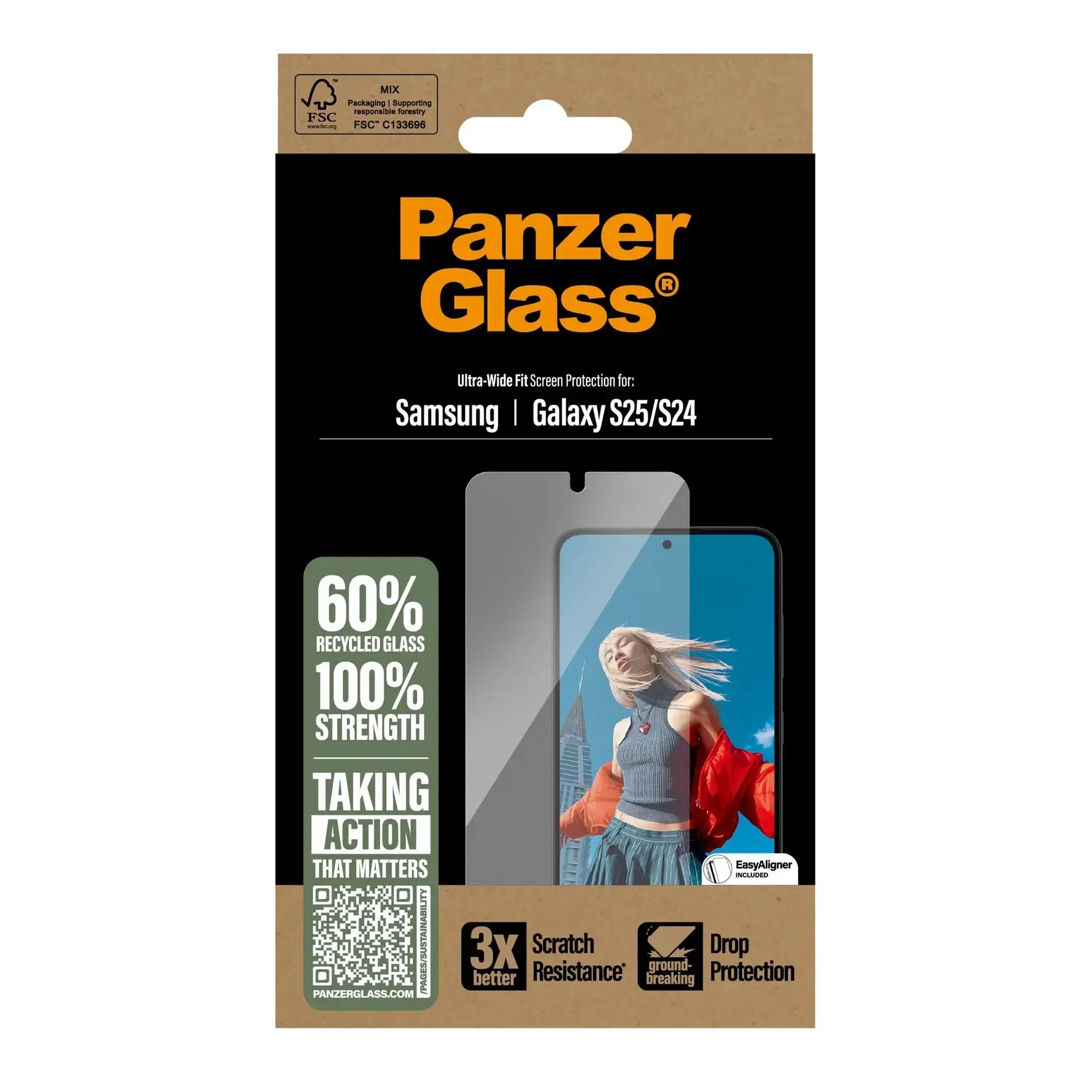 PanzerGlass Samsung Galaxy S25 - Ultra - Wide Fit Case Friendly Full Screen Αντιχαρακτικό Γυαλί Οθόνης - Διάφανο