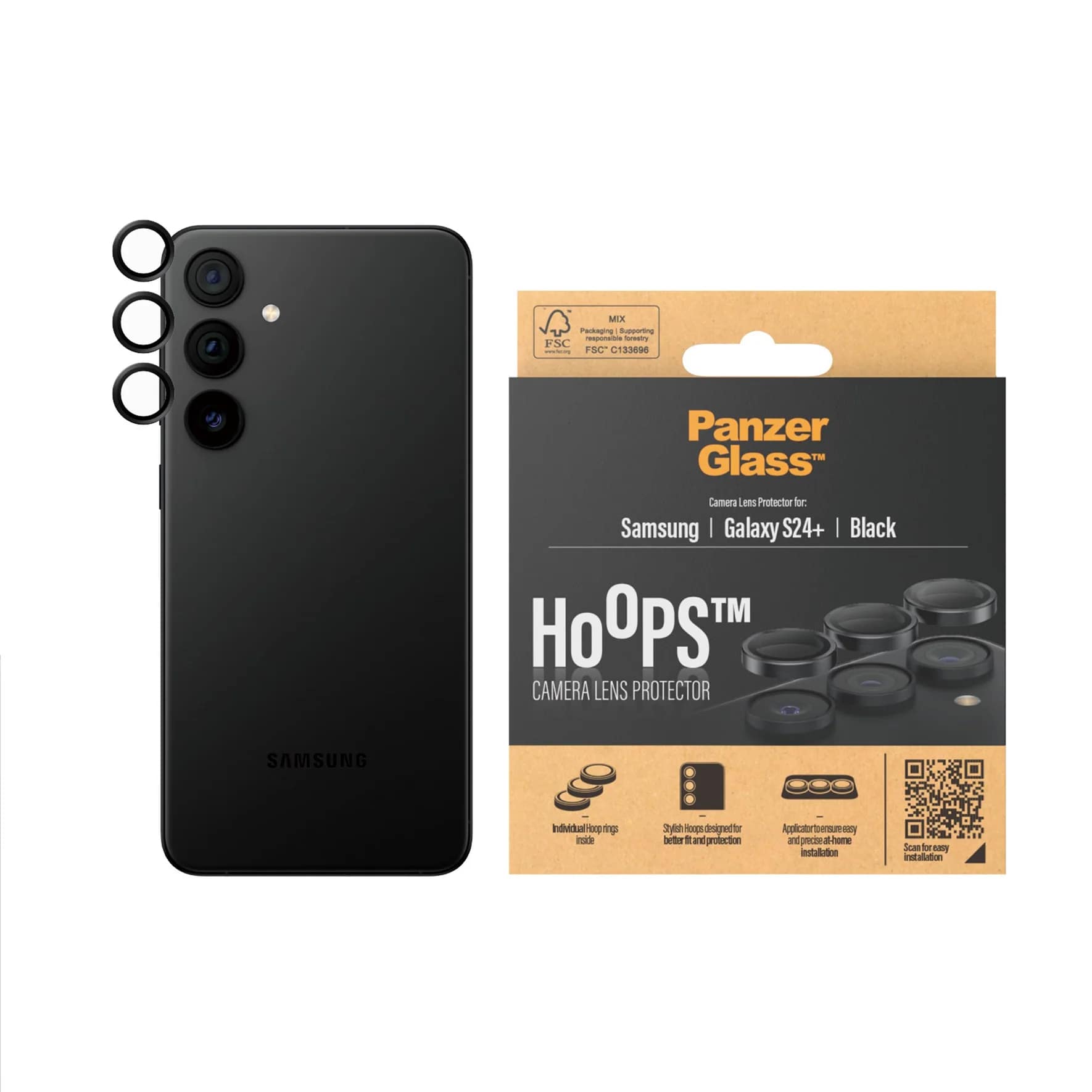 PanzerGlass Samsung Galaxy S24+ Hoops Camera Lens Protector Αντιχαρακτικό Γυαλί για την Κάμερα - Black