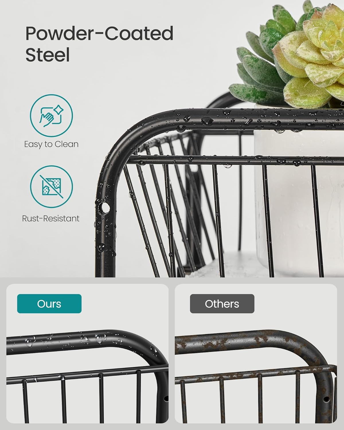 Songmics Μεταλλικό Ράφι Κουζίνας 2 Επιπέδων - Ink Black - KCS017B01V1