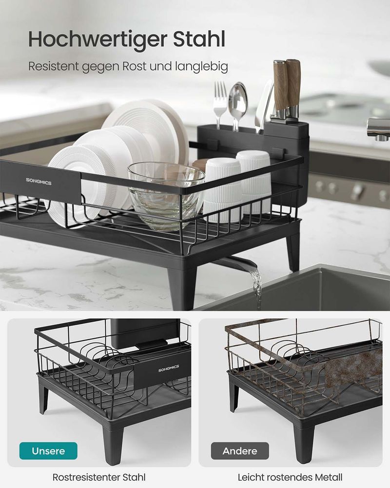 Songmics Στεγνωτήριο Πιάτων και Μαχαιροπίρουνων - Ink Black - KCS550B01