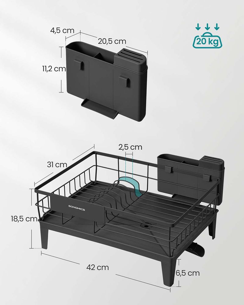 Songmics Στεγνωτήριο Πιάτων και Μαχαιροπίρουνων - Ink Black - KCS550B01