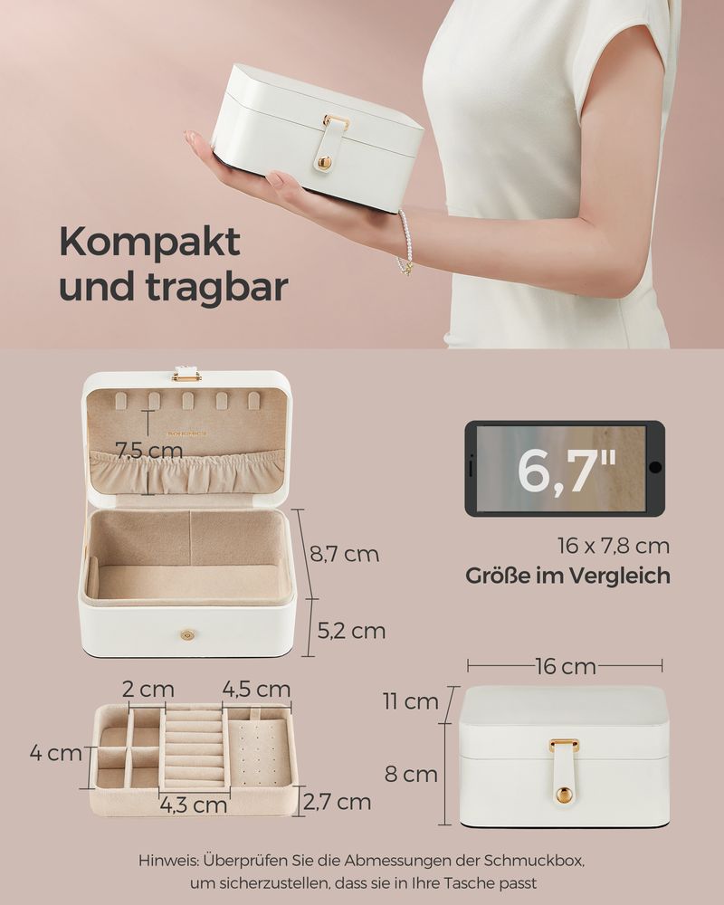 Songmics Κοσμηματοθήκη Ταξιδίου - Cloud White - JBC166W01