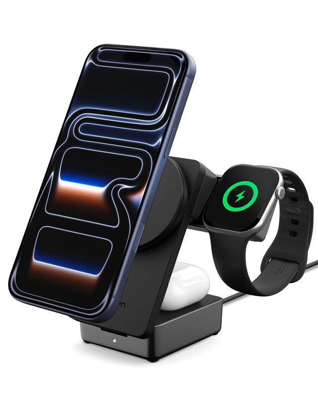 Spigen 3in1 Μαγνητικός Ασύρματος Φορτιστής MagSafe 25W Qi2.2 - ESSENTIAL EF323MQ - Black