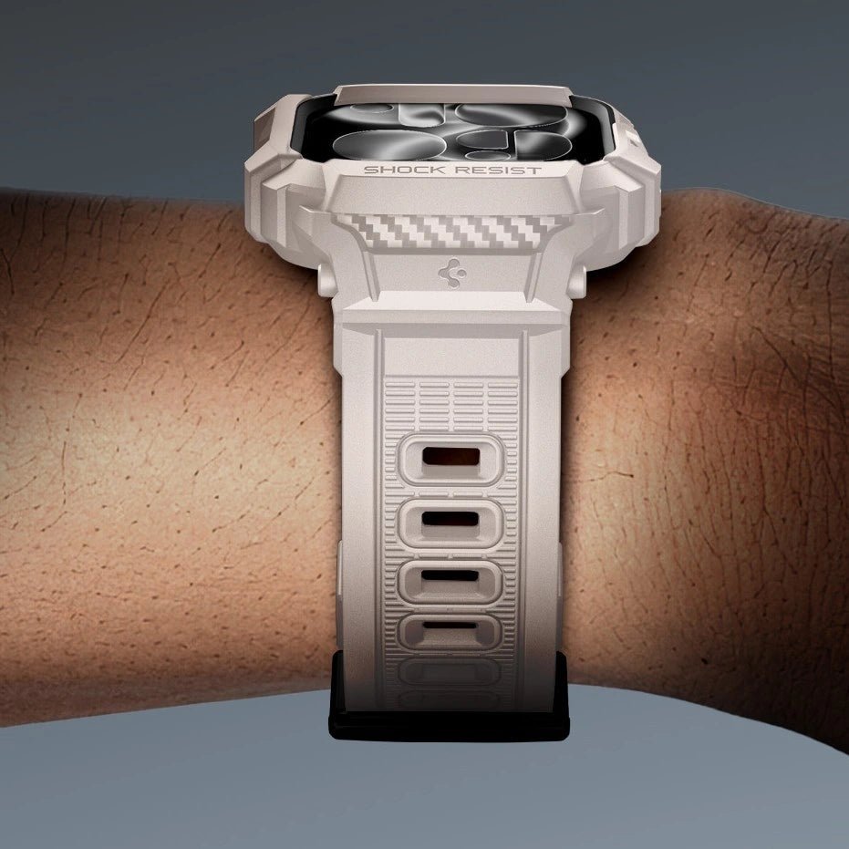 Spigen Λουράκι Apple Watch 10/11 - 46mm με Θήκη Προστασίας - Rugged Armor Pro V2 - Dune Beige