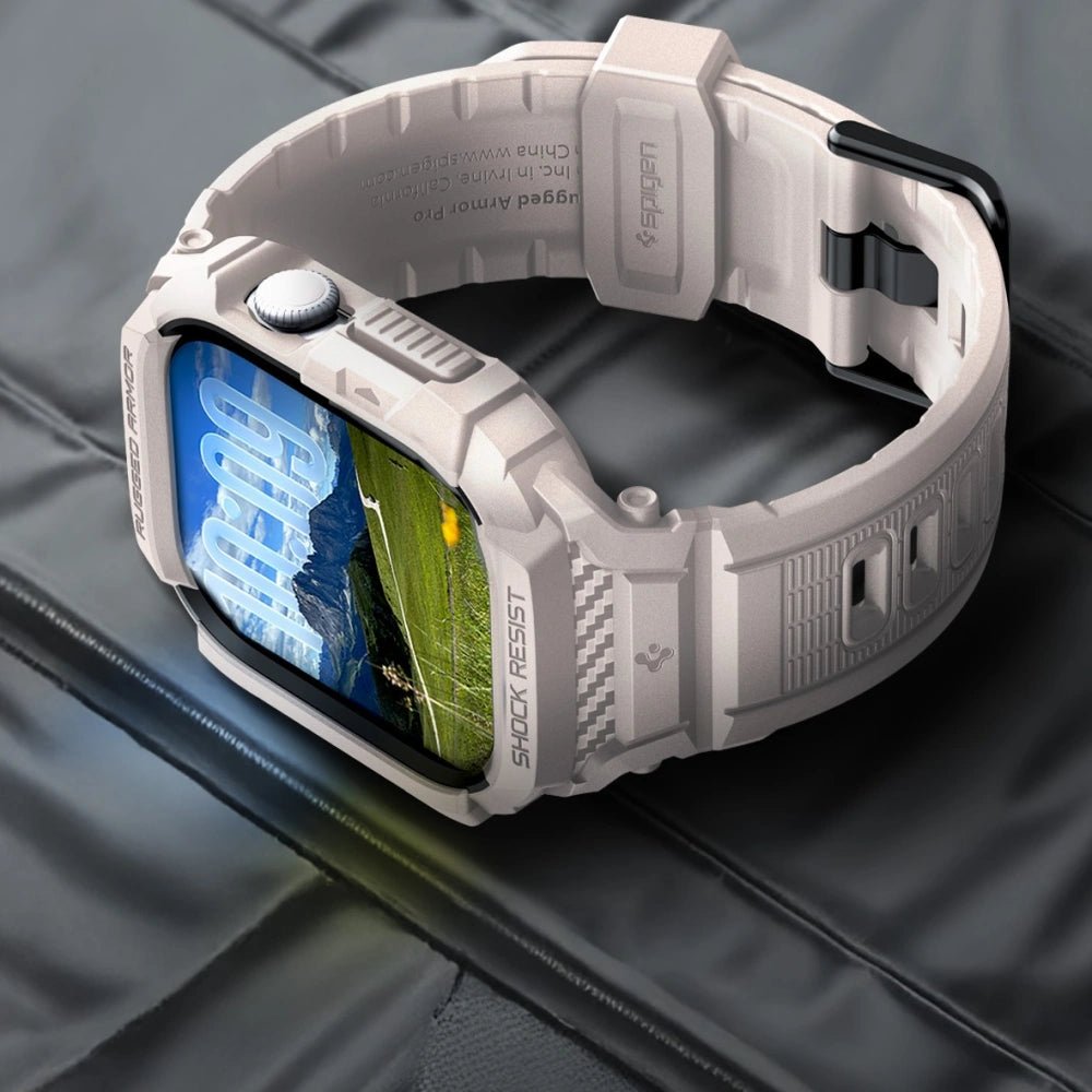 Spigen Λουράκι Apple Watch 10/11 - 46mm με Θήκη Προστασίας - Rugged Armor Pro V2 - Dune Beige