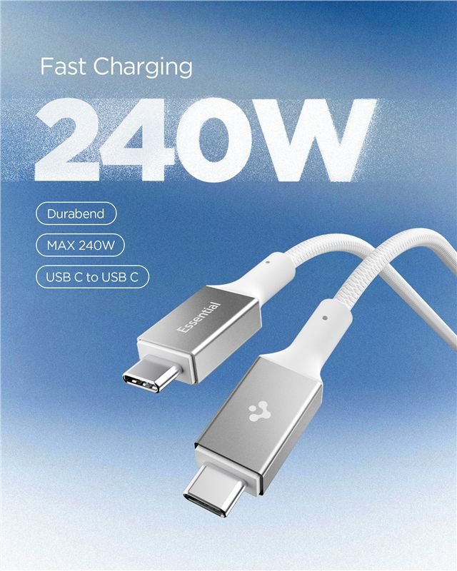 Spigen - Καλώδιο Γρήγορης Φόρτισης 240W Type C to Type C - 150 cm - EB24015CC Essential - White