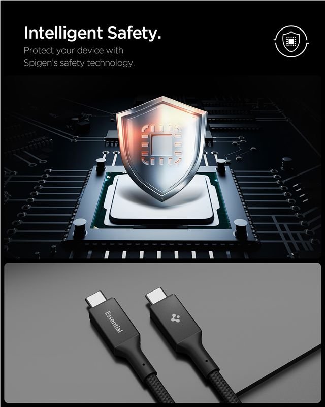 Spigen - Καλώδιο Γρήγορης Φόρτισης 240W Type C to Type C - 150 cm - EB24015CC Essential - Black