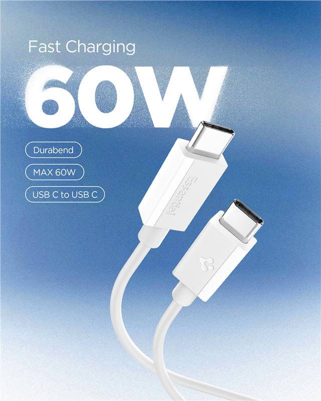 Spigen EB6010CC Essential - Καλώδιο Γρήγορης Φόρτισης 60W Type C to Type C - 100 cm - White