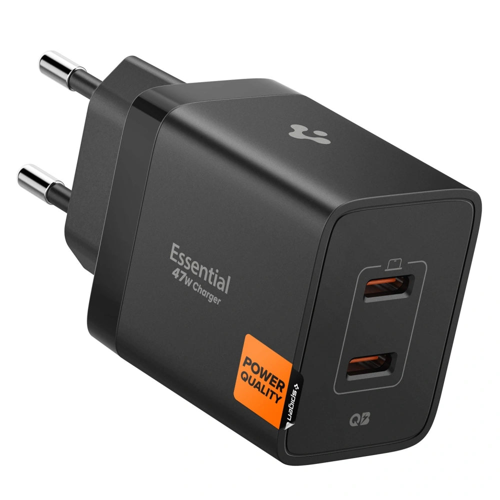 Spigen Essential EE472EU 47W - Οικιακός Φορτιστής Γρήγορης Φόρτισης με 2 Θύρες Type - C - Black