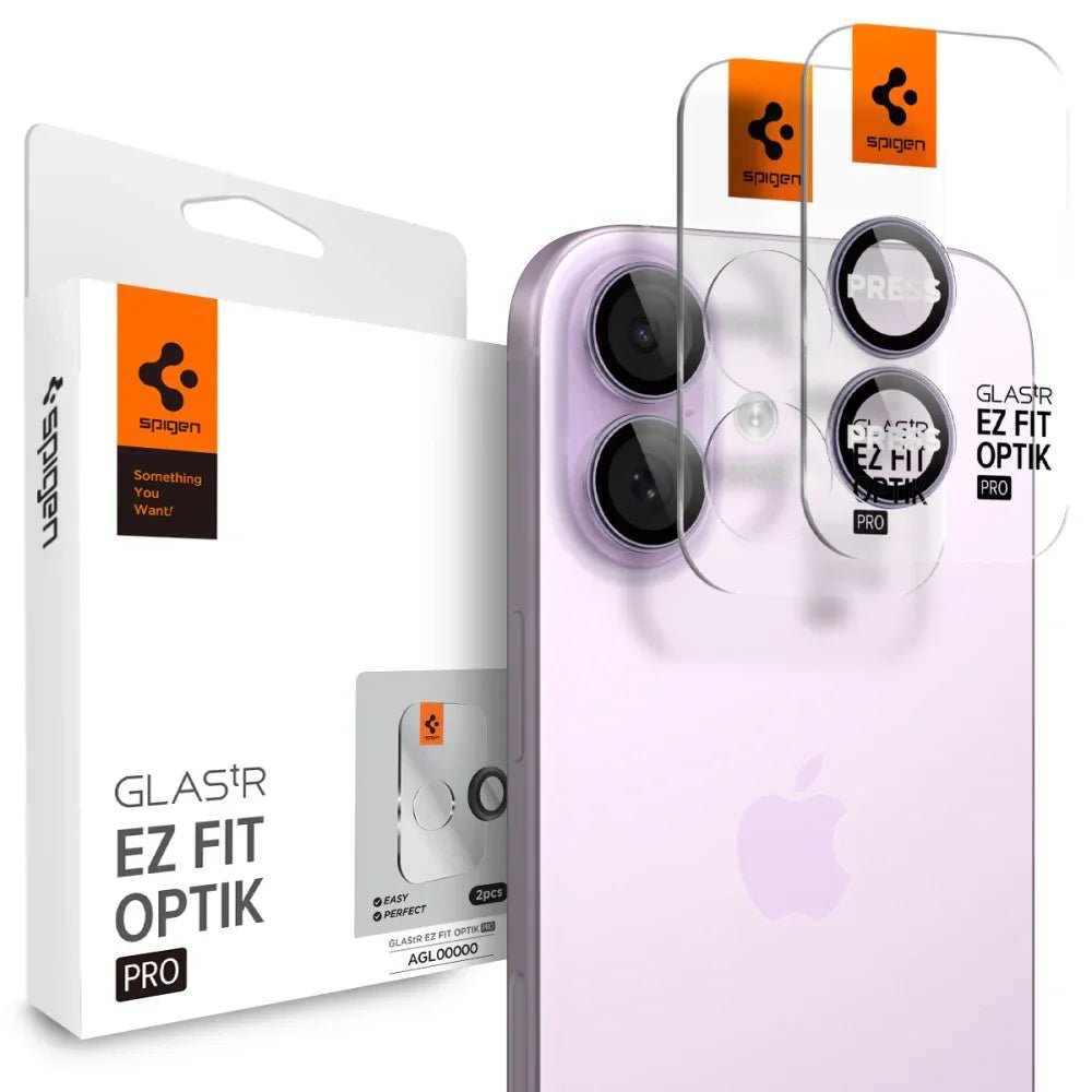 Spigen iPhone 16 / iPhone 16 Plus / 17 - Optik Pro Glas.TR EZ Fit - Αντιχαρακτικό Γυαλί για την Κάμερα - 2 Τεμάχια - Purple