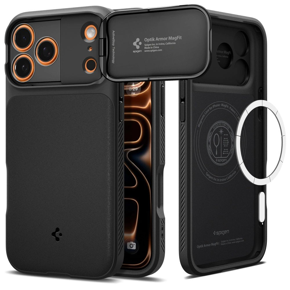 Spigen iPhone 17 Pro Max - Optik Armor Mag - Θήκη Σιλικόνης με Κάλυμμα για την Κάμερα και MagSafe - Black