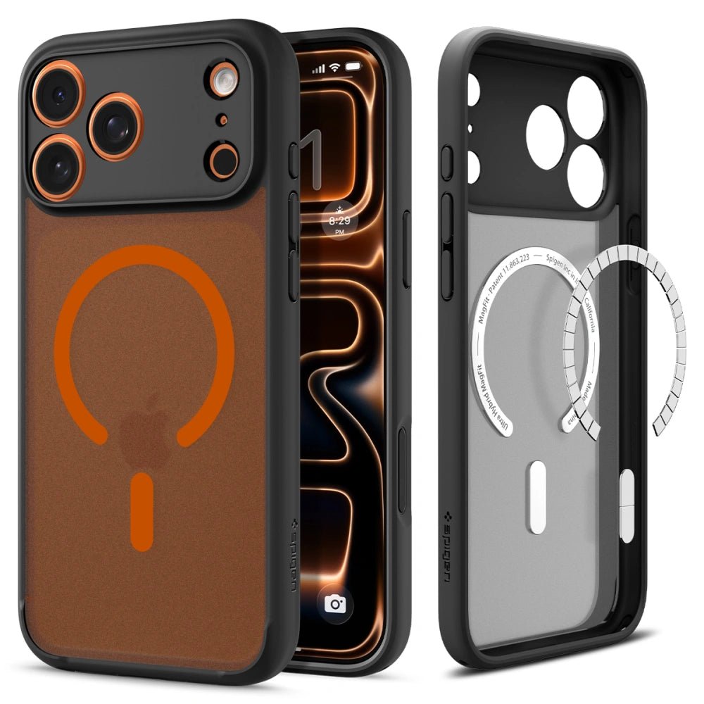 Spigen iPhone 17 Pro Max - Ultra Hybrid Mag - Σκληρή Θήκη με Πλαίσιο Σιλικόνης Και MagSafe - Frost Black / Orange