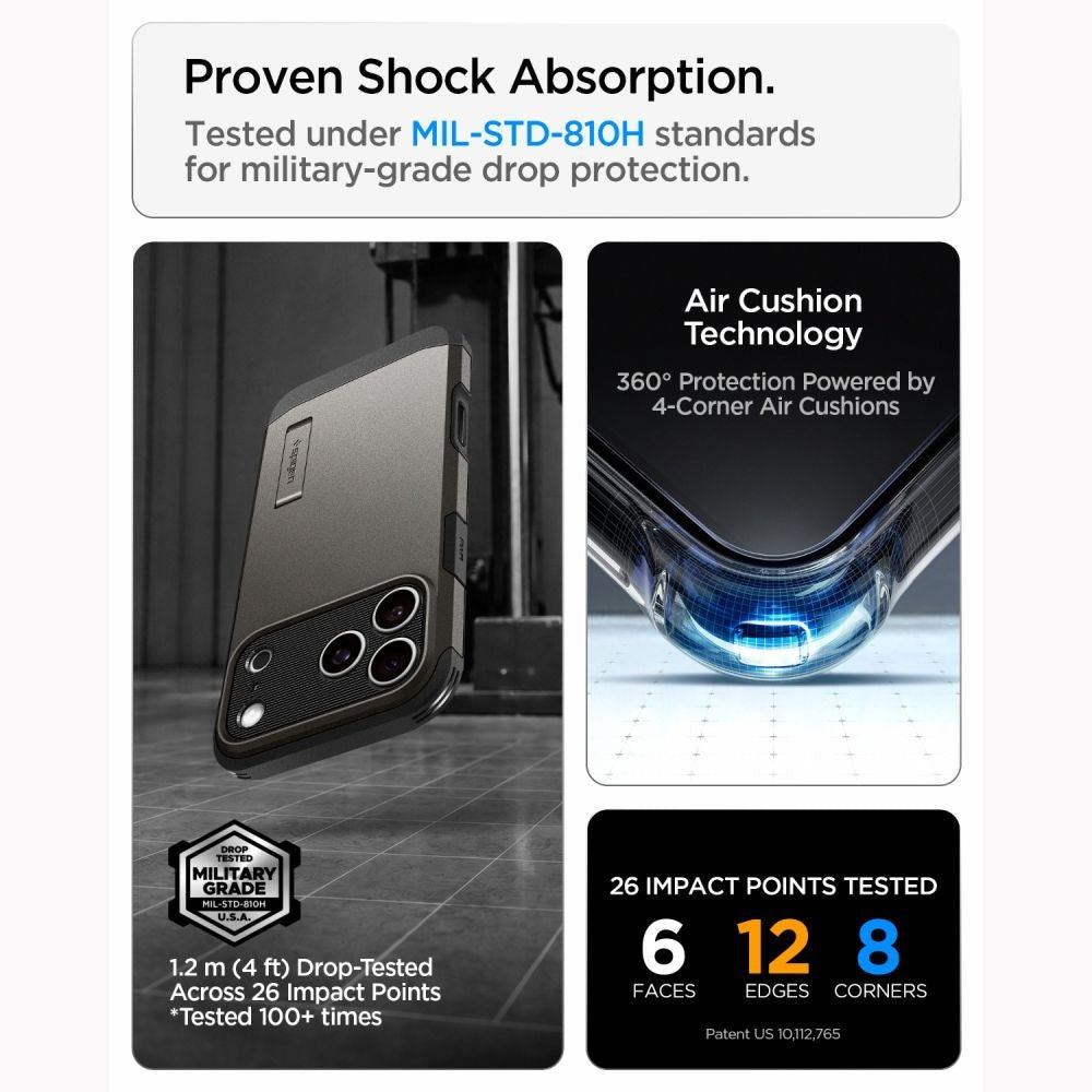 Spigen iPhone 18 Pro / iPhone 17 Pro - MagSafe Σκληρή Θήκη με Πλαίσιο Σιλικόνης και Σταντ - Tough Armor T Mag - Gunmetal