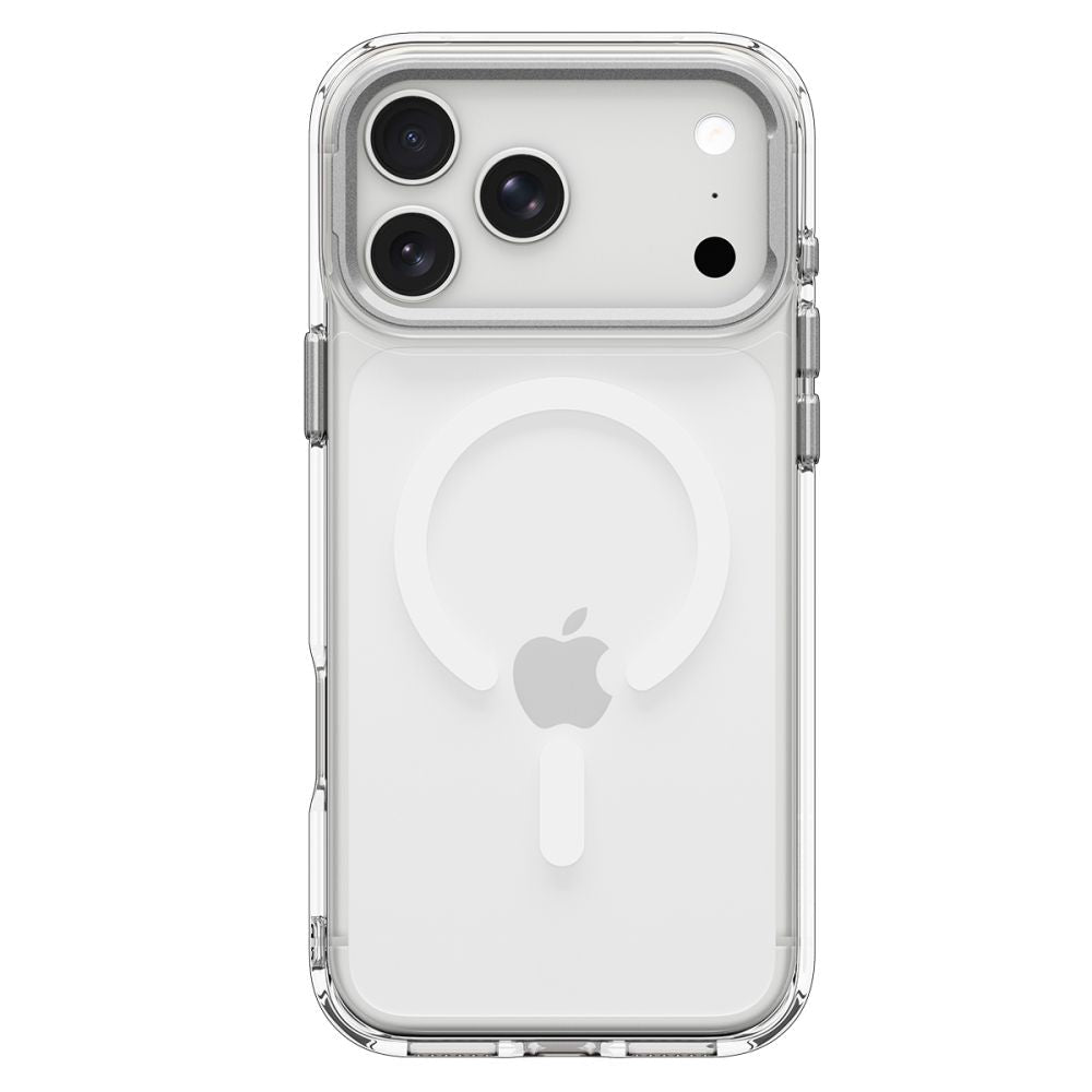Spigen iPhone 18 Pro / iPhone 17 Pro - Σκληρή Θήκη MagSafe με Πλαίσιο Σιλικόνης Και Stand - Ultra Hybrid Optik S - Clear / Silver