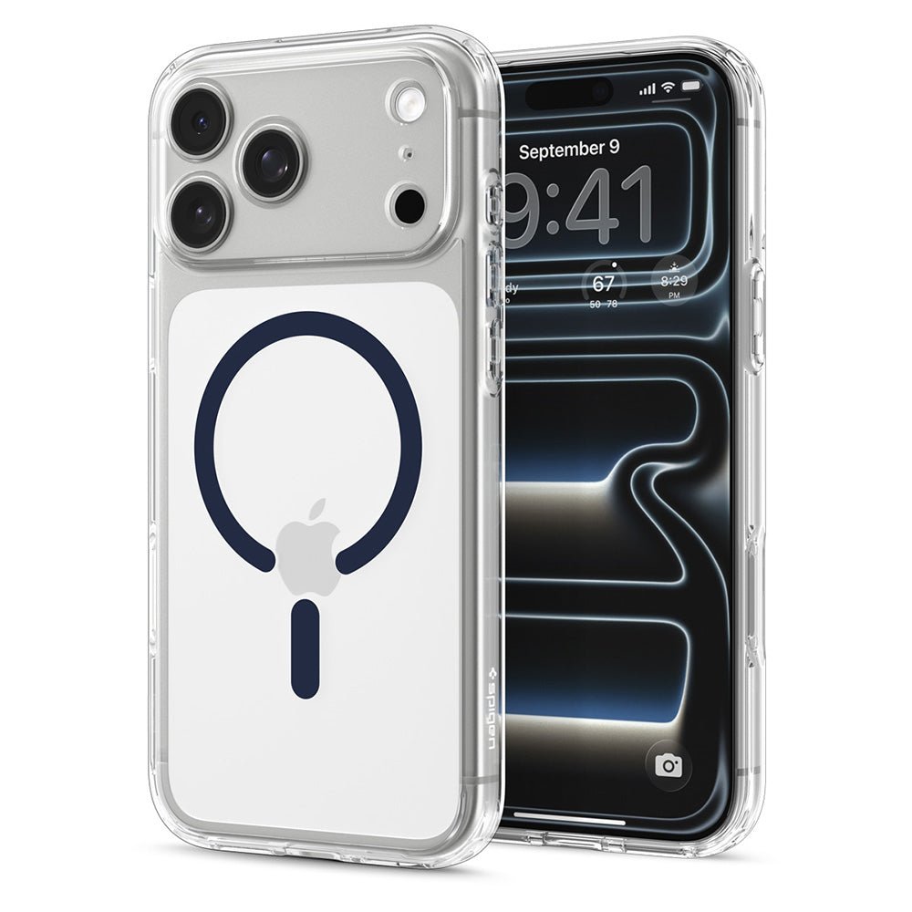 Spigen iPhone 18 Pro / iPhone 17 Pro - Σκληρή Θήκη με Πλαίσιο Σιλικόνης και MagSafe - Ultra Hybrid Mag - Clear / Deep Blue