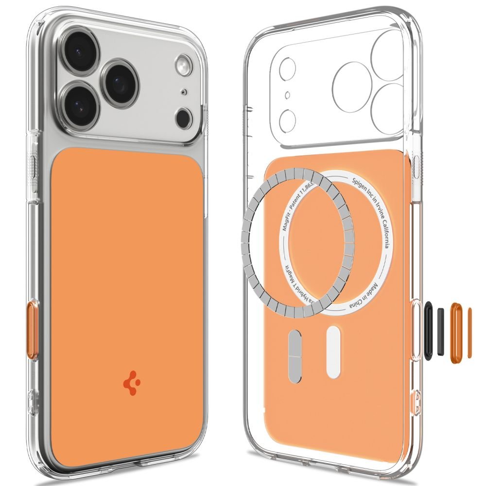 Spigen iPhone 18 Pro / iPhone 17 Pro - Σκληρή Θήκη με Πλαίσιο Σιλικόνης Και MagSafe - Ultra Hybrid T Mag - Glossy Orange