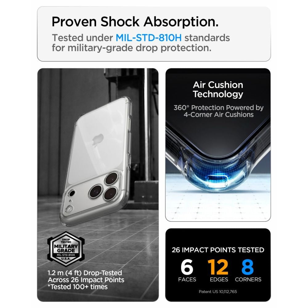 Spigen iPhone 18 Pro / iPhone 17 Pro - Σκληρή Θήκη με Πλαίσιο Σιλικόνης - Ultra Hybrid - Crystal Clear