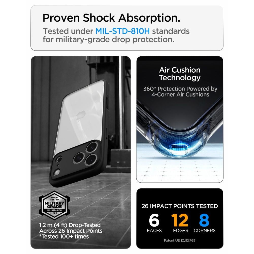 Spigen iPhone 18 Pro / iPhone 17 Pro - Σκληρή Θήκη με Πλαίσιο Σιλικόνης - Ultra Hybrid - Matte Black