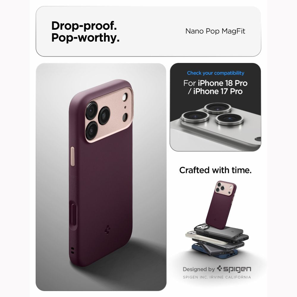 Spigen iPhone 18 Pro / iPhone 17 Pro - Θήκη Σιλικόνης με MagSafe - Nano Pop Mag - Burgundy Bean