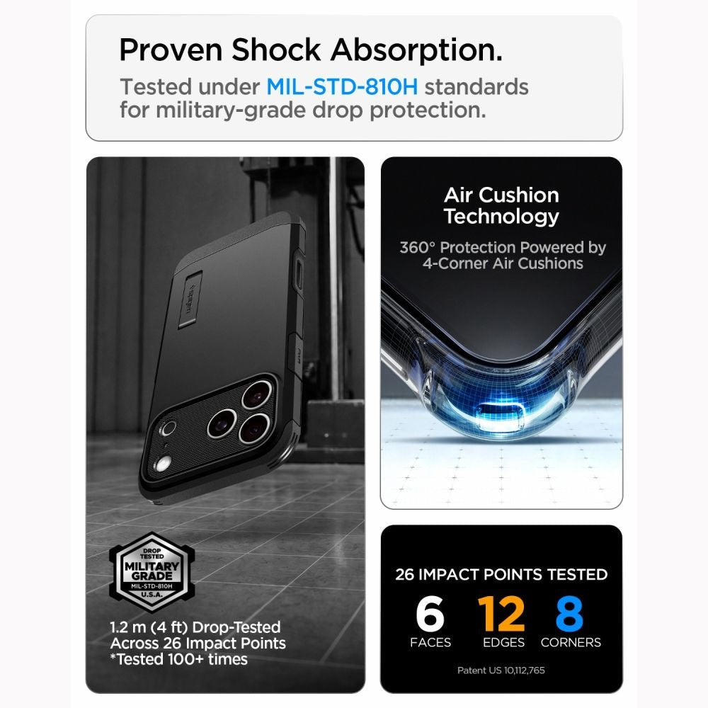 Spigen iPhone 18 Pro Max / iPhone 17 Pro Max - MagSafe Σκληρή Θήκη με Πλαίσιο Σιλικόνης και Σταντ - Tough Armor T Mag - Black