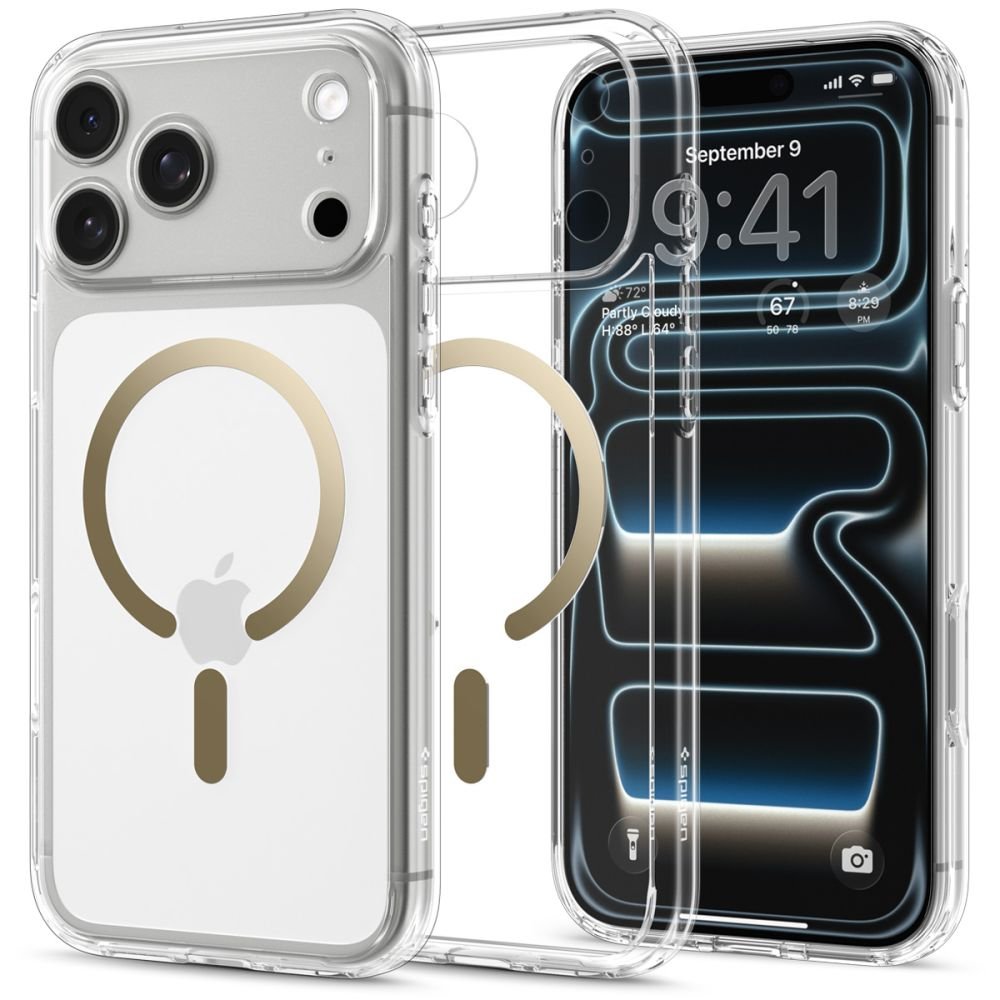 Spigen iPhone 18 Pro Max / iPhone 17 Pro Max - Σκληρή Θήκη με Πλαίσιο Σιλικόνης Και MagSafe - Ultra Hybrid Mag - Clear / Gold