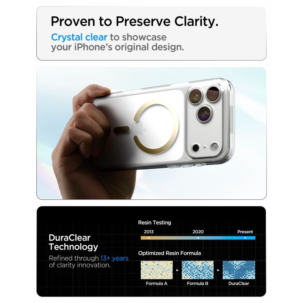 Spigen iPhone 18 Pro Max / iPhone 17 Pro Max - Σκληρή Θήκη με Πλαίσιο Σιλικόνης Και MagSafe - Ultra Hybrid Mag - Clear / Gold