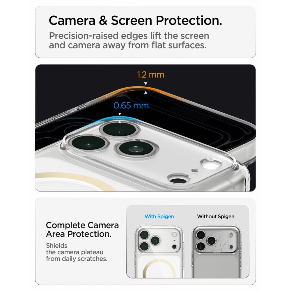 Spigen iPhone 18 Pro Max / iPhone 17 Pro Max - Σκληρή Θήκη με Πλαίσιο Σιλικόνης Και MagSafe - Ultra Hybrid Mag - Clear / Gold