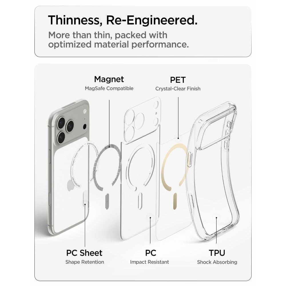 Spigen iPhone 18 Pro Max / iPhone 17 Pro Max - Σκληρή Θήκη με Πλαίσιο Σιλικόνης Και MagSafe - Ultra Hybrid Mag - Clear / Gold