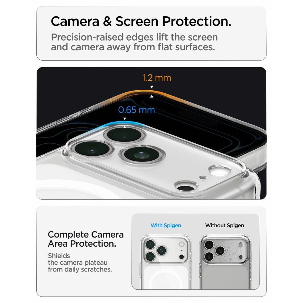 Spigen iPhone 18 Pro Max / iPhone 17 Pro Max - Σκληρή Θήκη με Πλαίσιο Σιλικόνης Και MagSafe - Ultra Hybrid Mag - Clear / White