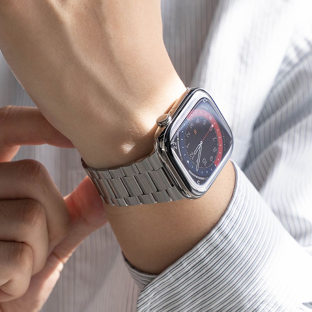 Spigen Λουράκι Apple Watch 8/9/10/11 - SE (1/2/3) - Ultra (1/2/3) – 44/45/46/49mm Από Ανοξείδωτο Ατσάλι - Metal One Air - Silver