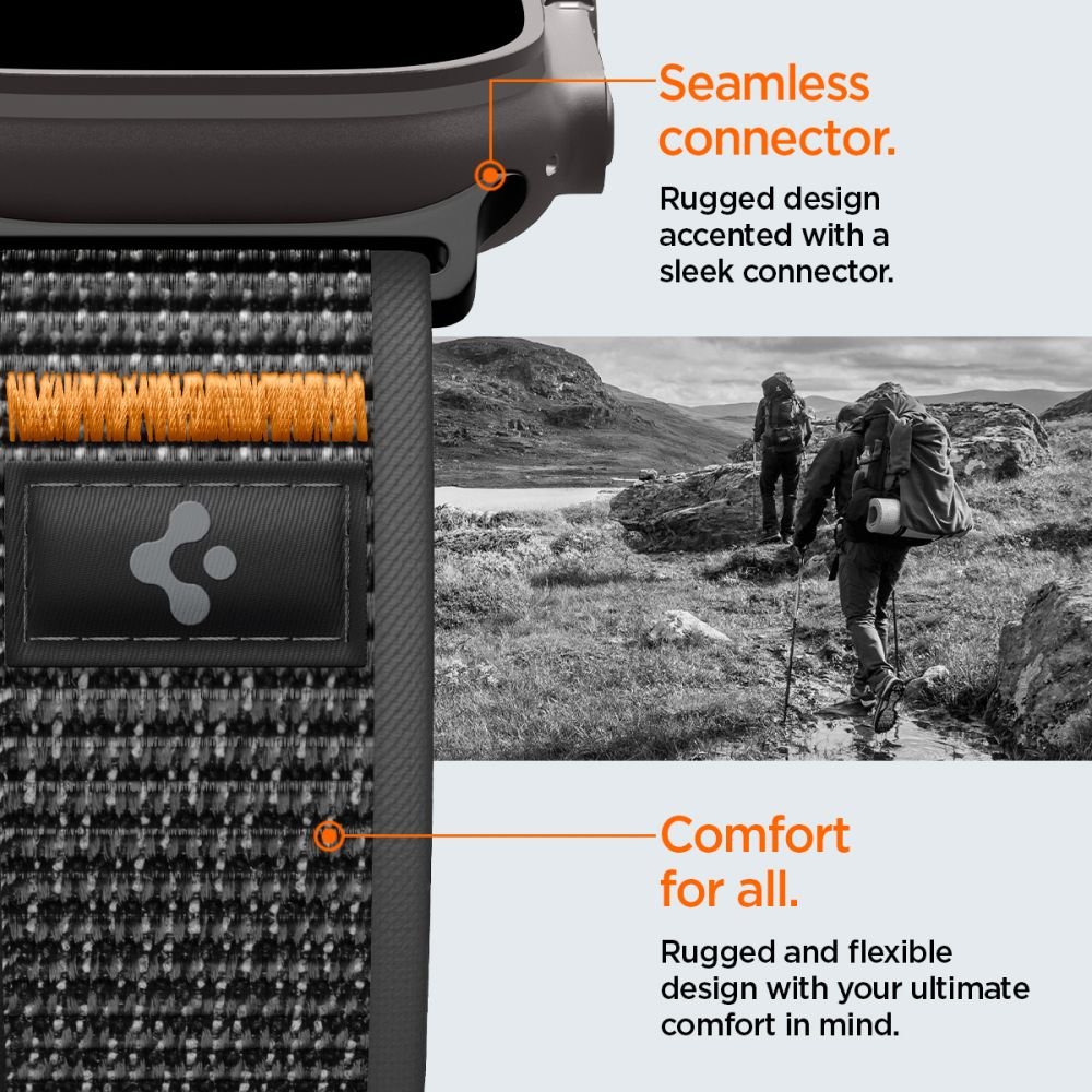 Spigen Λουράκι Apple Watch 8/9/10/11 - SE (1/2/3) - Ultra (1/2/3) – 44/45/46/49mm - Athlex Air 2 - Active Black / Orange