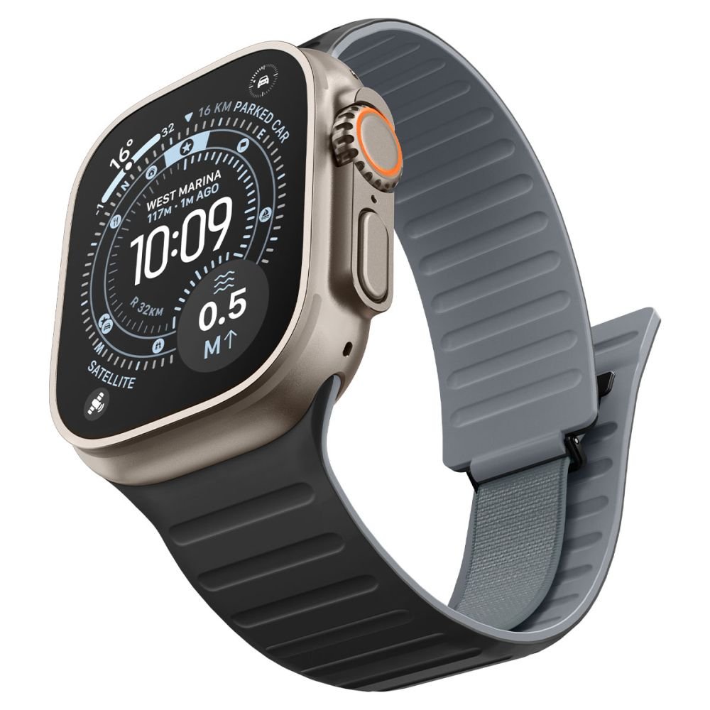 Spigen Λουράκι Apple Watch 8/9/10/11/12 - SE (1/2/3) - Ultra (1/2/3/4) - 44/45/46/49mm Μαγνητικό Σιλικόνης - Athlex Air M - Active Black / Grey