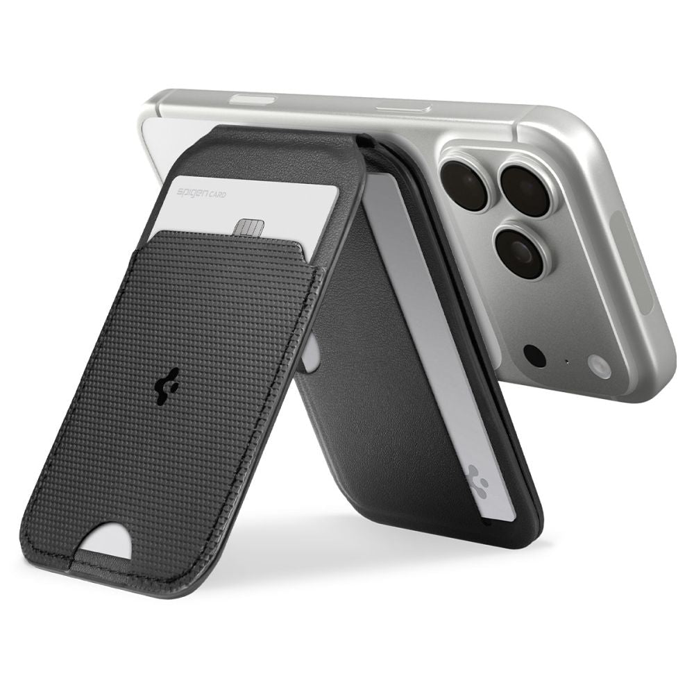 Spigen Μαγνητική Θήκη για 3 Κάρτες και Stand Κινητού από Συνθετικό Δέρμα - S314 - 2 - Black
